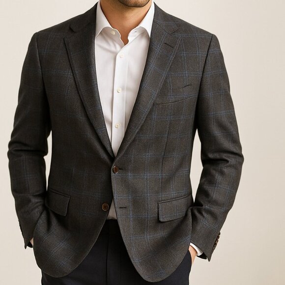 Canali Wool Blazer EU50 (US 40) Italy Windowpane, Harry Rosen - Picture 1 of 16